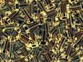 Background of golden screws with depth of field