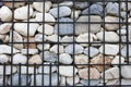 Background, Granite retaining wall reinforced with steel grid Royalty Free Stock Photo