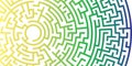 Background with graphic abstract geometry labyrinth pattern. Gradient maze circle. Gradient labyrinth. Maze symbol. Royalty Free Stock Photo