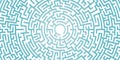 Background with graphic abstract geometry labyrinth pattern. Blue maze circle. Blue labyrinth. Maze symbol. Royalty Free Stock Photo