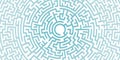 Background with graphic abstract geometry labyrinth pattern. Blue maze circle. Blue labyrinth. Maze symbol. Royalty Free Stock Photo