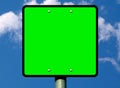 Playful blank highlighter green square traffic and road sign raster image on aluminum pole