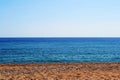 Background, gravel, blue sky and sea