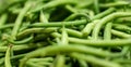 Background from green bean string. Close up. Royalty Free Stock Photo