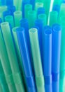 Background of Green and Blue Pastic Straws Royalty Free Stock Photo