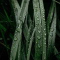 Background green grass dew on the leaves. Dew drops on plants after the rain Royalty Free Stock Photo