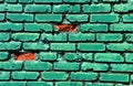 Background of Green Painted Bricks Royalty Free Stock Photo