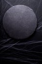 Background for Halloween. Black Moon and spider web. Dark light Royalty Free Stock Photo