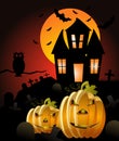 Halloween illustration. Halloween pumpkin. Text, halloweeen. Royalty Free Stock Photo