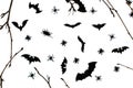 Background for halloween twigs and, bats and cockroaches on a white background Royalty Free Stock Photo