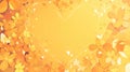 Background with hand drawn artistic flowers and heart shaped copy space. Template banner greeting card in yellow and orange hues, Royalty Free Stock Photo