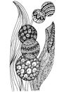 Background hand drawn zen tangle monochrome stylized flower, stock vector illustration for web, for print