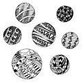 Background hand drawn zentangle monochrome circles, stock vector illustration for web, for print, for coloring page