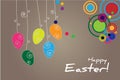 Background with hanging easter egs