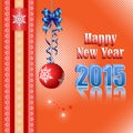 Background with Happy New Year text and ornamental ball Royalty Free Stock Photo