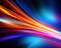 The background has bright orange blue neon rays and glowing lines. Royalty Free Stock Photo