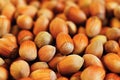 Background with hazelnuts. Healthy autumn nuts