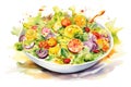 Background healthy dieting lettuce tomato vegetable dinner meal salad lunch food fresh green vegetarian Royalty Free Stock Photo