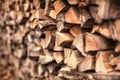 Background of Heap firewood stack natural wood