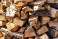 Background of heap firewood stack from natural wood