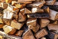 Background of heap firewood stack from natural wood