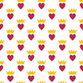 Background with heart and crown for valentine time. Vector