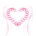 Background with heart of pink lines.