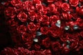 Background with a heart of red roses. Banner, card, valentine, wedding invitation