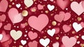 background with hearts A collection of red, pink, and white hearts with gold confetti on a transparent background. Royalty Free Stock Photo