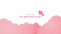 Background with white hearts, clouds on white. Valentine background design vector template