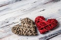 background with hearts, Valentine. Valentine& x27;s Day. Love. wicker hearts. Place for text. background copy space