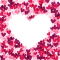 Background with hearts, vector illustration. Heart frame