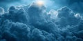 The background of heaven, where a light ray penetrates through the clouds, creating an impressi Royalty Free Stock Photo