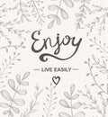 Background with herbs. Vector illustration. Hand drawn artwork. Enjoy card.