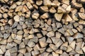 Stacked wood piles or firewood close up or texture or background Royalty Free Stock Photo