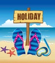 Background with holiday sign, flip and starfish
