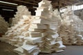 Industrial background construction gypsum paper business white stack textured sheet background wall material