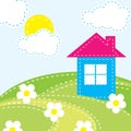 Background with a house for the baby