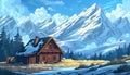 Hut in the mountains Royalty Free Stock Photo