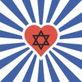 Background icon rays love and support Israel, heart star David