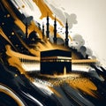 Background illustration abstract mekkah black gold ai generator Royalty Free Stock Photo