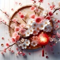 Background illustration cherry blossom Chinese style ai generator