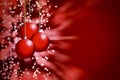 Christmasballs background on red with blur Royalty Free Stock Photo