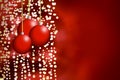 Christmasballs background on red with blur Royalty Free Stock Photo