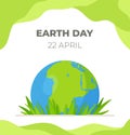 Background illustration of Earth on grass.Vector illustration of the world for the planet earth.