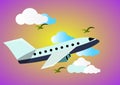 Background illustration flight plane in sky