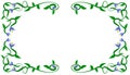 Background illustration of a green leaf twig frame motif