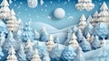 origami merry winter christmas abstract background art snowflakes paper tree blue. Generative AI. Royalty Free Stock Photo