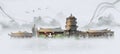 Background illustration of historic sites in Quanzhou