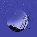Background illustration, mont, branch, night
